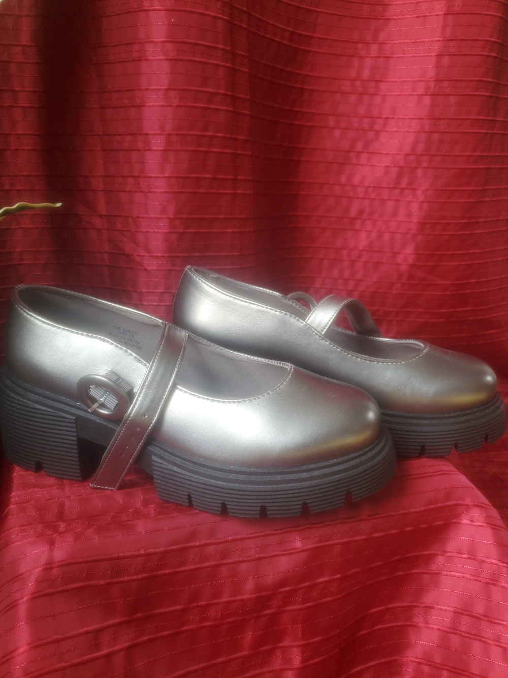 Journee Collection Metallic Silver Platform Mary Jane Shoes
